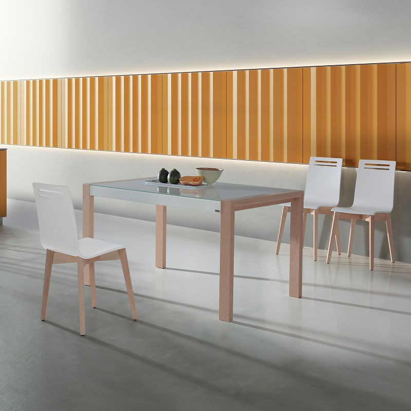 Mesa de cocina Nova extensible en cristal