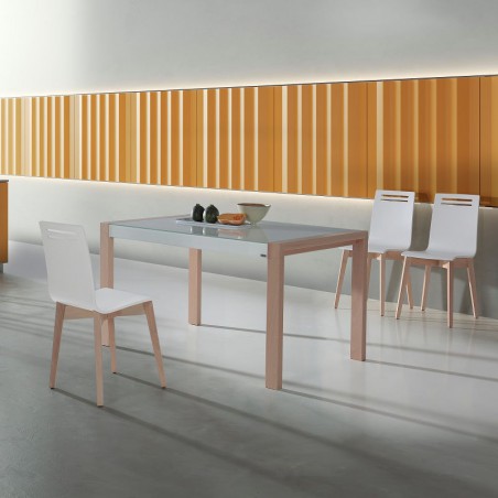 Mesa de cocina Nova extensible en cristal
