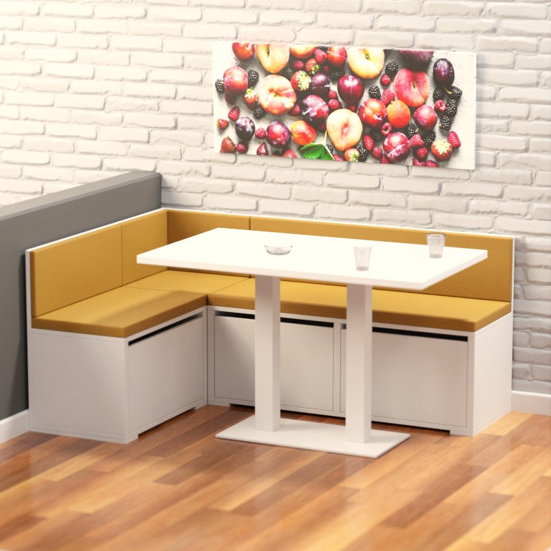 Conjunto rinconera de cocina Corner más mesa de cocina tapizado en arena