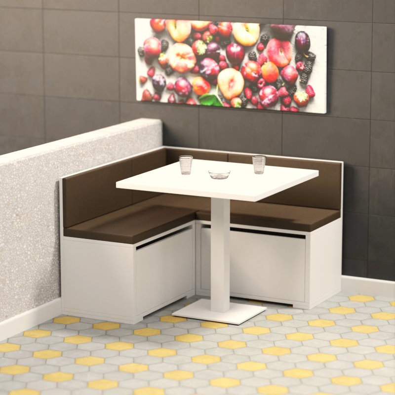 Rinconera Corner completa con mesa y tapizados en color wengue