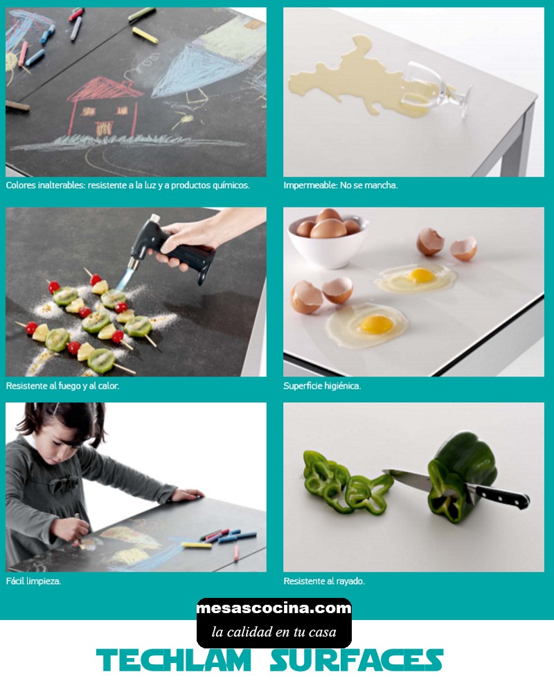 Encimeras en porcelánico para mesas de cocina